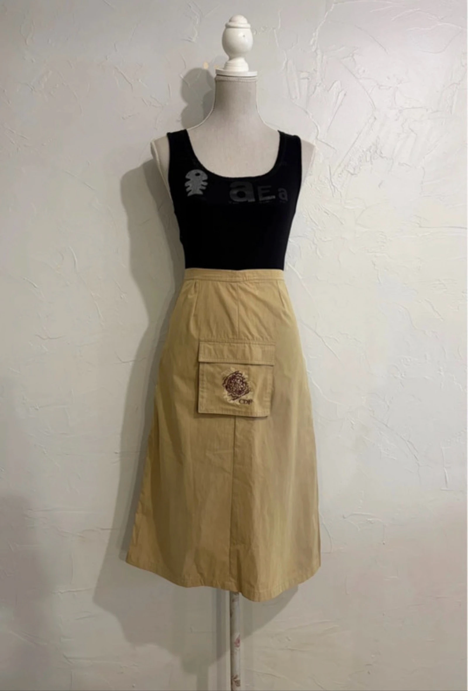 Falda beige vintage de talle alta talla 40 – photo 2